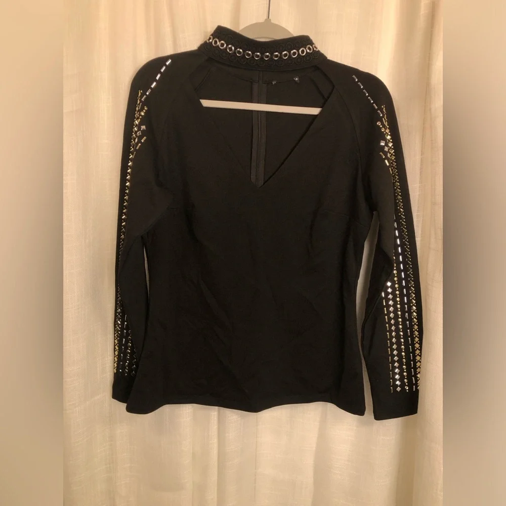 Black Studded Women's Top - Picture 3 of 11